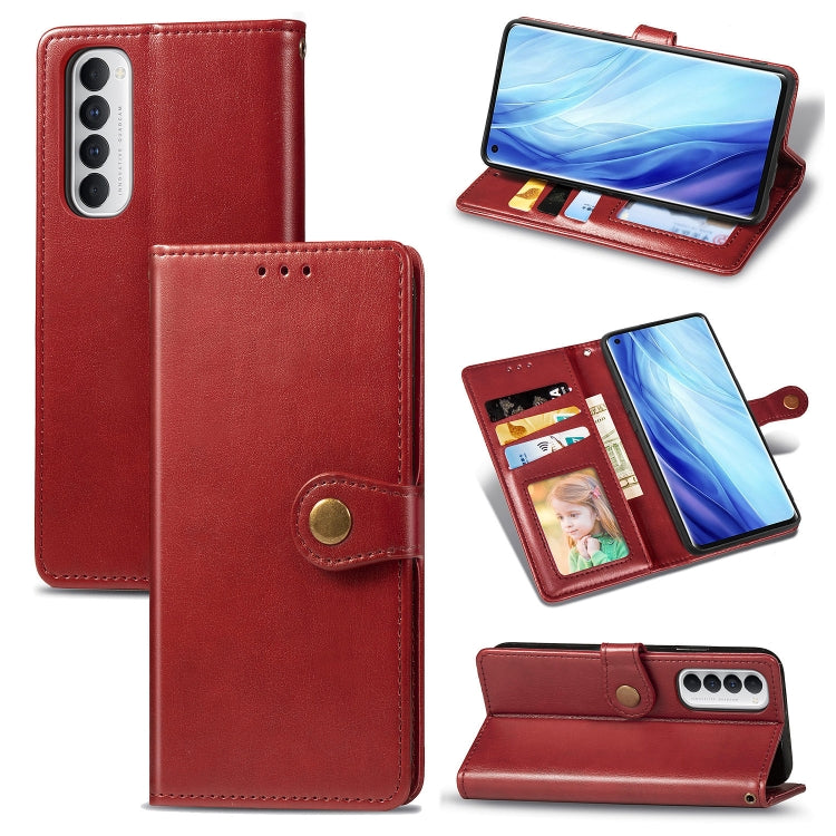 For Oppo Reno4 Pro 4G Retro Solid Color Leather Buckle Phone Case with Lanyard & Photo Frame & Card Slot & Wallet & Stand Function