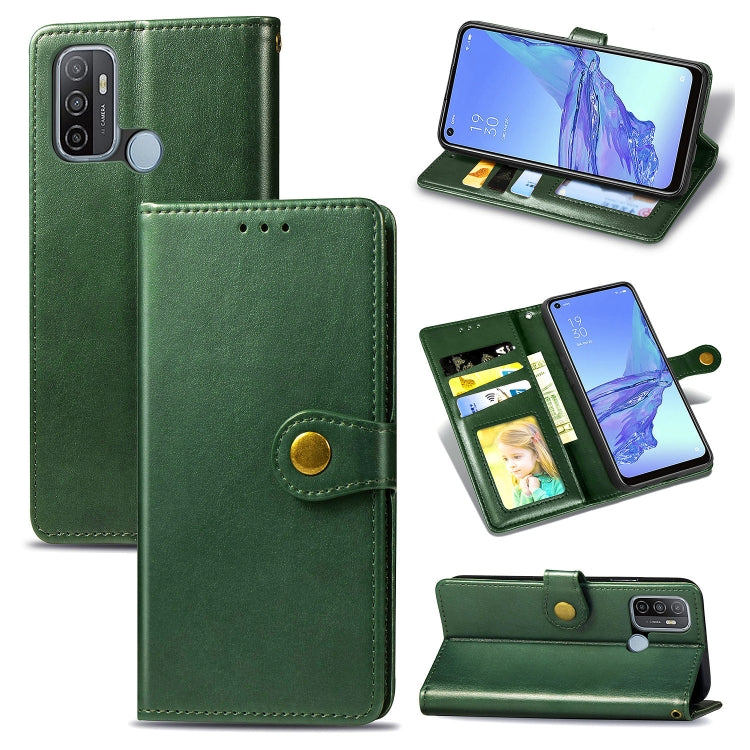 For Oppo A53 2020 Retro Solid Color Leather Buckle Phone Case with Lanyard & Photo Frame & Card Slot & Wallet & Stand Function