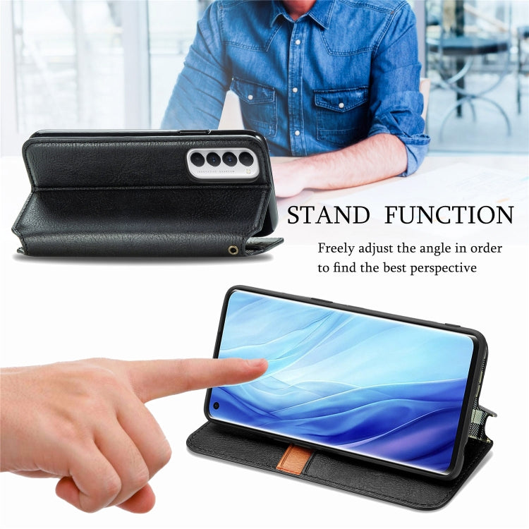 For Oppo Reno4 Pro 4G Cubic Grid Pressed Horizontal Flip Magnetic PU Leather Case with Holder & Card Slots & Wallet