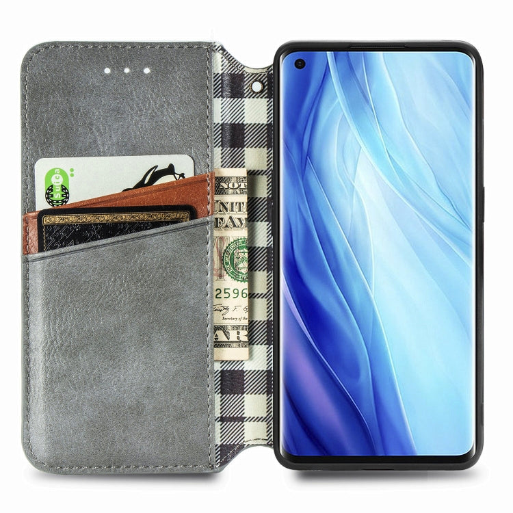 For Oppo Reno4 Pro 4G Cubic Grid Pressed Horizontal Flip Magnetic PU Leather Case with Holder & Card Slots & Wallet