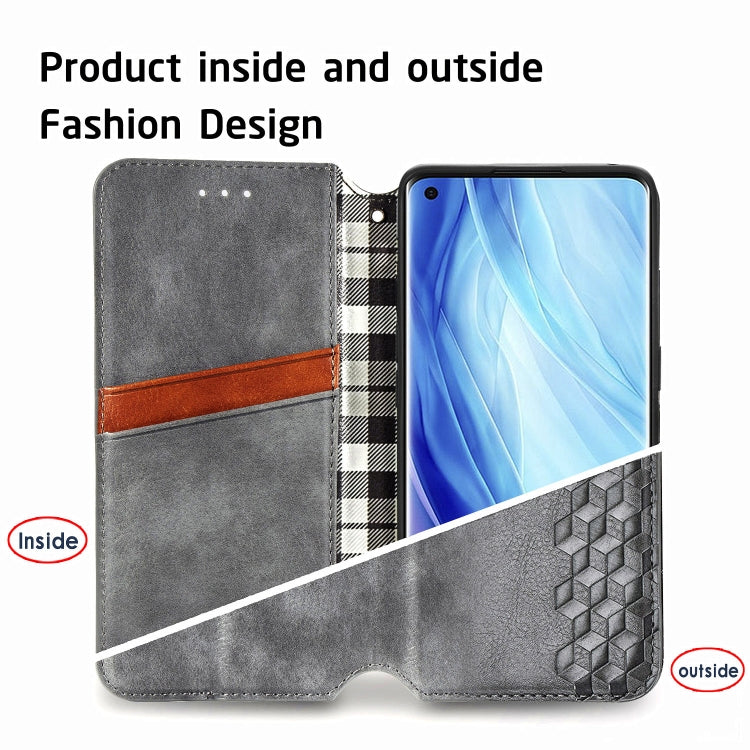 For Oppo Reno4 Pro 4G Cubic Grid Pressed Horizontal Flip Magnetic PU Leather Case with Holder & Card Slots & Wallet