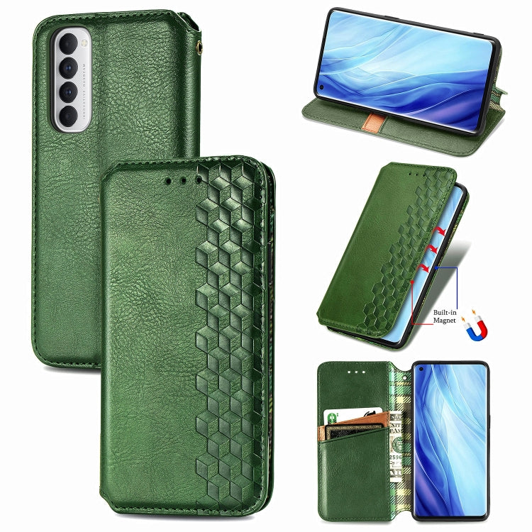 For Oppo Reno4 Pro 4G Cubic Grid Pressed Horizontal Flip Magnetic PU Leather Case with Holder & Card Slots & Wallet