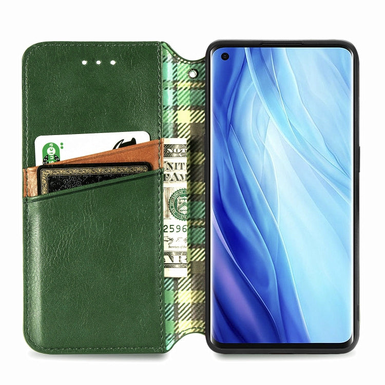 For Oppo Reno4 Pro 4G Cubic Grid Pressed Horizontal Flip Magnetic PU Leather Case with Holder & Card Slots & Wallet