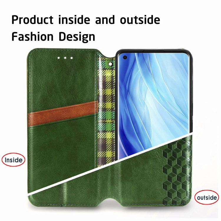 For Oppo Reno4 Pro 4G Cubic Grid Pressed Horizontal Flip Magnetic PU Leather Case with Holder & Card Slots & Wallet