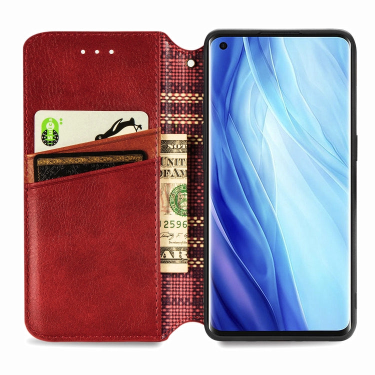 For Oppo Reno4 Pro 4G Cubic Grid Pressed Horizontal Flip Magnetic PU Leather Case with Holder & Card Slots & Wallet