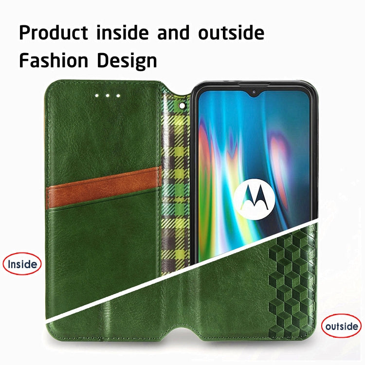For Motorola Moto G9 Play Cubic Grid Pressed Horizontal Flip Magnetic PU Leather Case with Holder & Card Slots & Wallet
