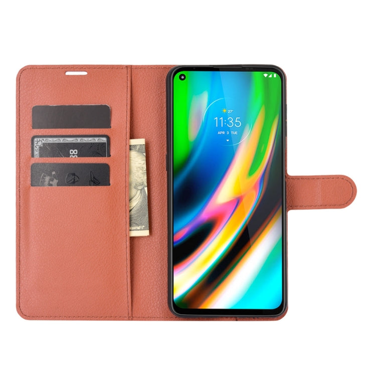 For Motorola Moto G9 Plus Litchi Texture Horizontal Flip Protective Case with Holder & Card Slots & Wallet