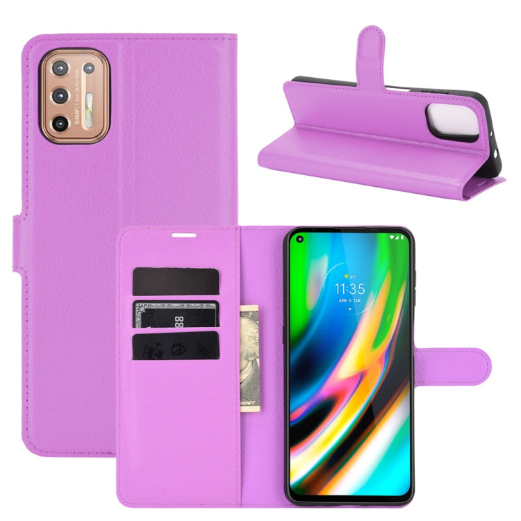 For Motorola Moto G9 Plus Litchi Texture Horizontal Flip Protective Case with Holder & Card Slots & Wallet