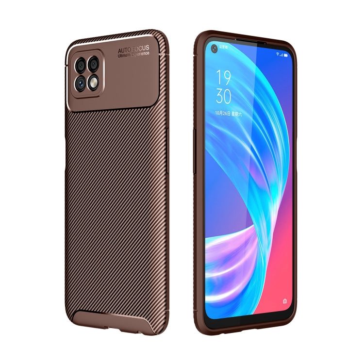 For OPPO F17 Pro Carbon Fiber Texture Shockproof TPU Case(Brown)