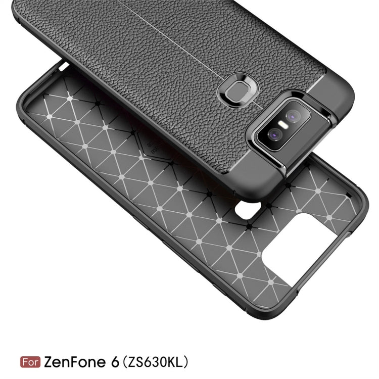Litchi Texture TPU Shockproof Case for Zenfone 6(ZS630KL)(Red)
