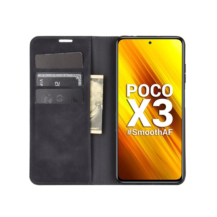 For Xiaomi Poco X3/X3 NFC Retro-skin Business Magnetic Suction Leather Case with Holder & Card Slots & Wallet