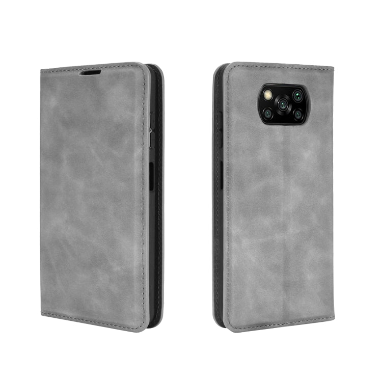 For Xiaomi Poco X3/X3 NFC Retro-skin Business Magnetic Suction Leather Case with Holder & Card Slots & Wallet