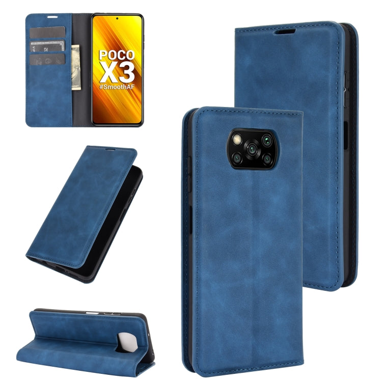 For Xiaomi Poco X3/X3 NFC Retro-skin Business Magnetic Suction Leather Case with Holder & Card Slots & Wallet