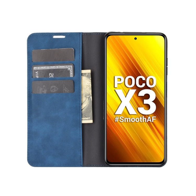 For Xiaomi Poco X3/X3 NFC Retro-skin Business Magnetic Suction Leather Case with Holder & Card Slots & Wallet