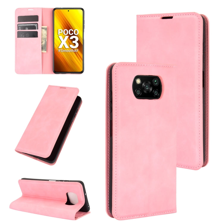 For Xiaomi Poco X3/X3 NFC Retro-skin Business Magnetic Suction Leather Case with Holder & Card Slots & Wallet