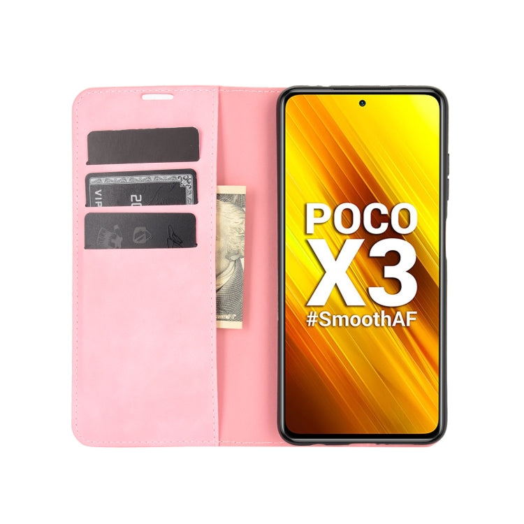 For Xiaomi Poco X3/X3 NFC Retro-skin Business Magnetic Suction Leather Case with Holder & Card Slots & Wallet