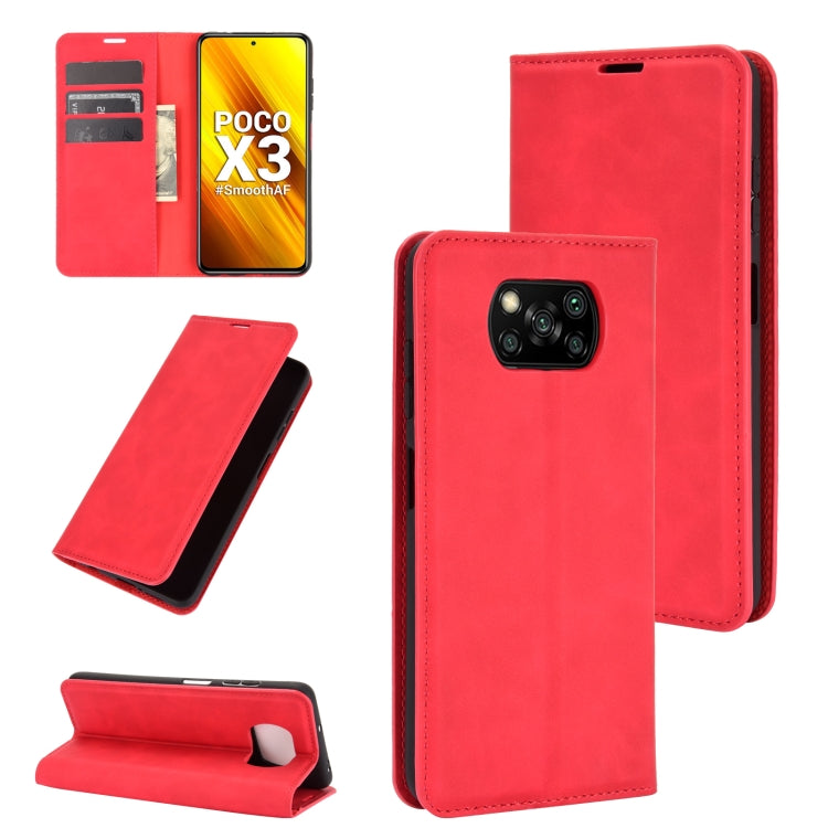For Xiaomi Poco X3/X3 NFC Retro-skin Business Magnetic Suction Leather Case with Holder & Card Slots & Wallet