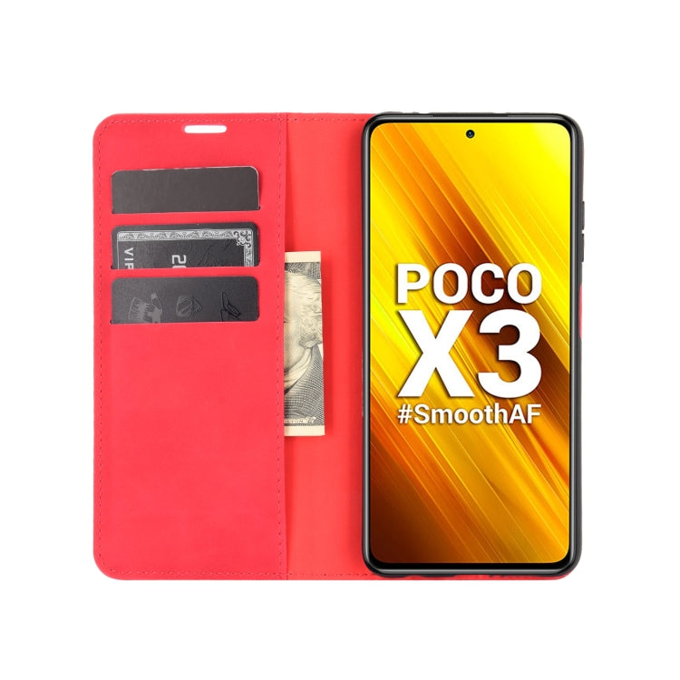 For Xiaomi Poco X3/X3 NFC Retro-skin Business Magnetic Suction Leather Case with Holder & Card Slots & Wallet