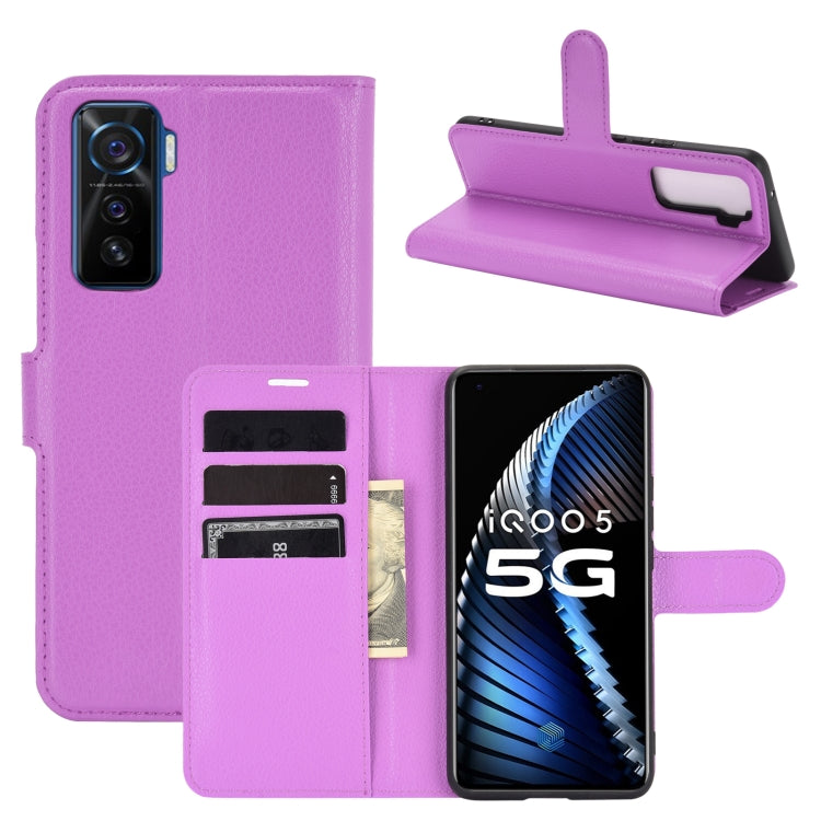 For vivo iQOO 5 5G Litchi Texture Horizontal Flip Protective Case with Holder & Card Slots & Wallet