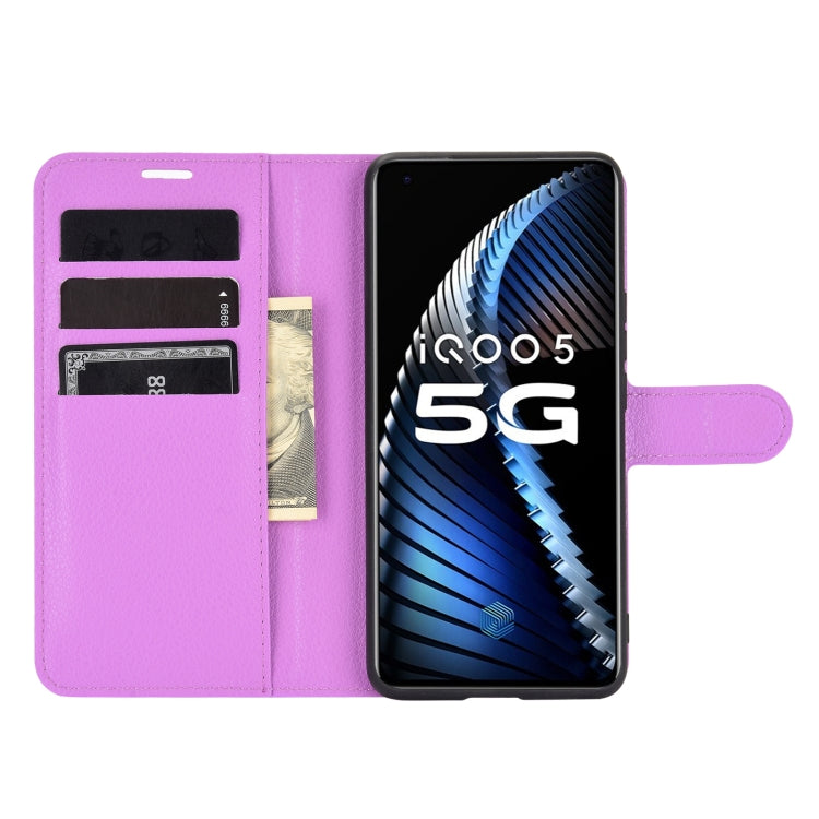 For vivo iQOO 5 5G Litchi Texture Horizontal Flip Protective Case with Holder & Card Slots & Wallet
