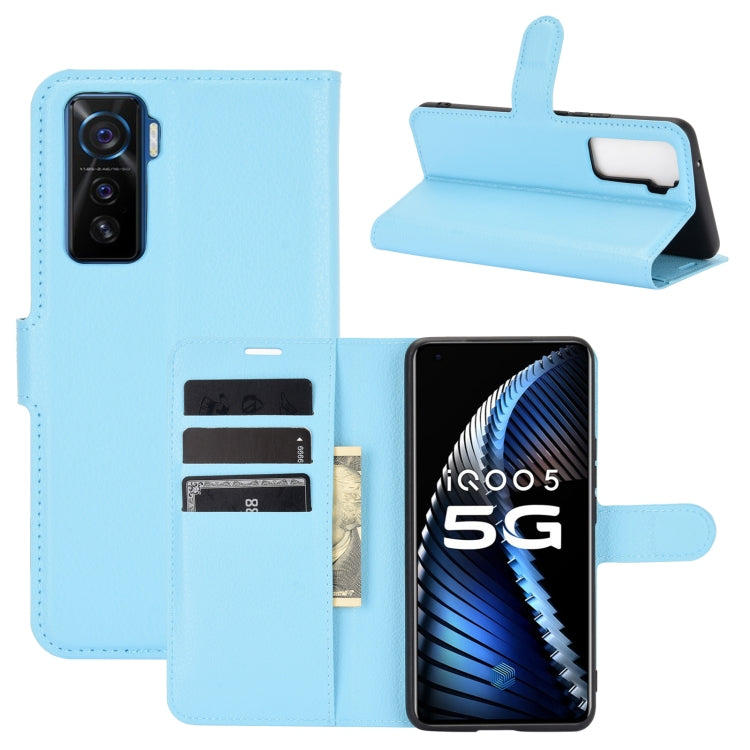 For vivo iQOO 5 5G Litchi Texture Horizontal Flip Protective Case with Holder & Card Slots & Wallet