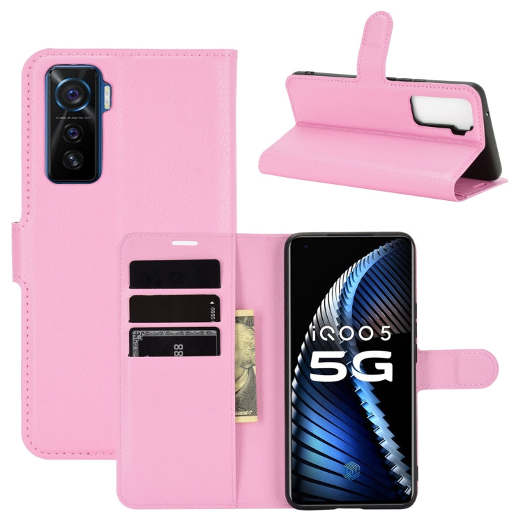 For vivo iQOO 5 5G Litchi Texture Horizontal Flip Protective Case with Holder & Card Slots & Wallet