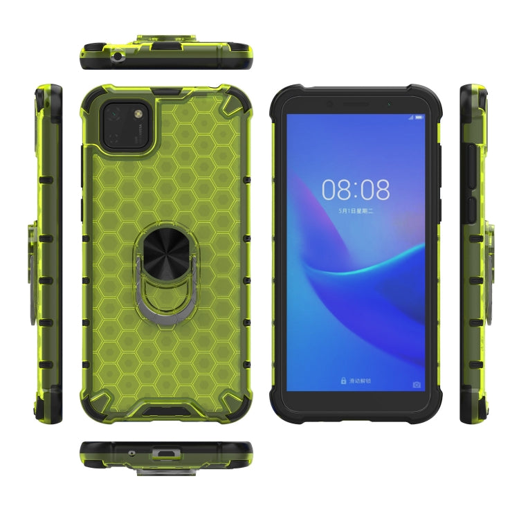 For Huawei Y5p 2020 Shockproof Honeycomb PC + TPU Ring Holder Protection Case