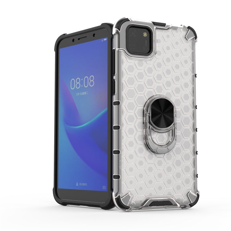 For Huawei Y5p 2020 Shockproof Honeycomb PC + TPU Ring Holder Protection Case