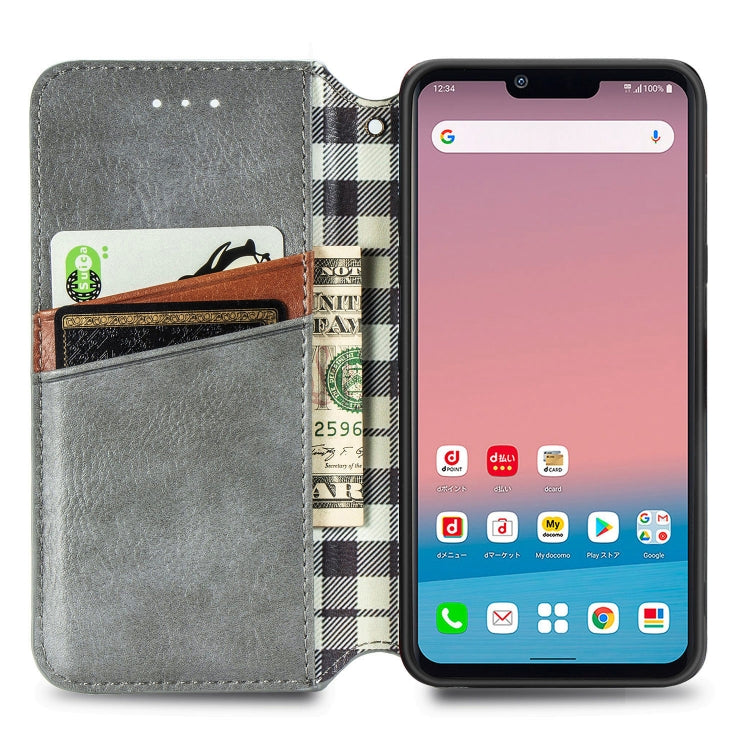 For LG Style3 L-41A Cubic Grid Pressed Horizontal Flip Magnetic PU Leather Case with Holder & Card Slots & Wallet
