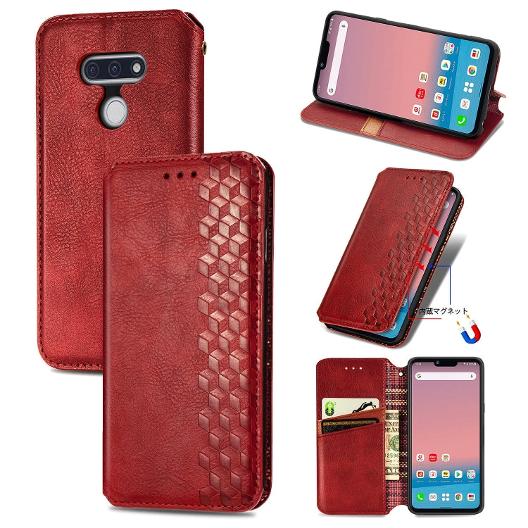 For LG Style3 L-41A Cubic Grid Pressed Horizontal Flip Magnetic PU Leather Case with Holder & Card Slots & Wallet