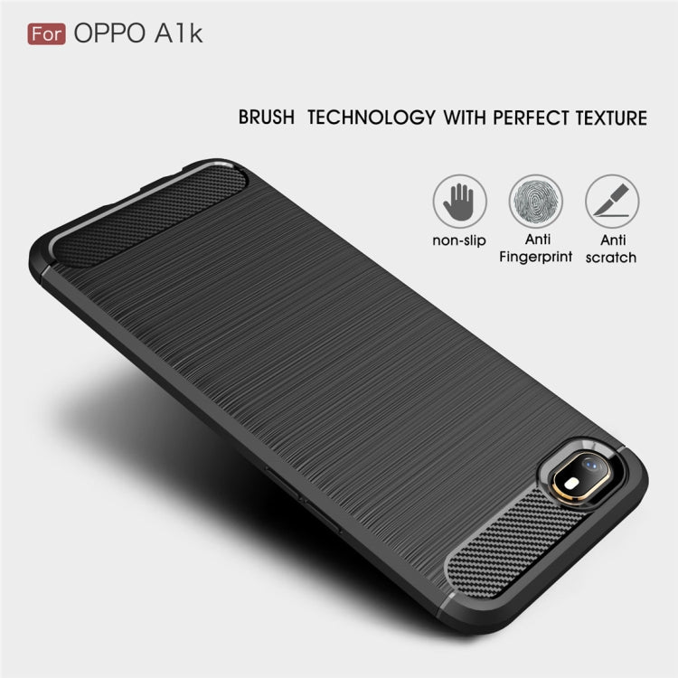 Brushed Texture Carbon Fiber TPU Case for OPPO A1K(Red)