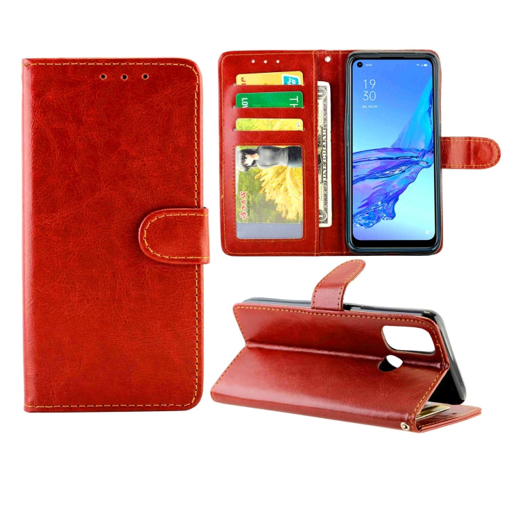 For OPPO A53 Crazy Horse Texture Leather Horizontal Flip Protective Case with Holder & Card Slots & Wallet & Photo Frame