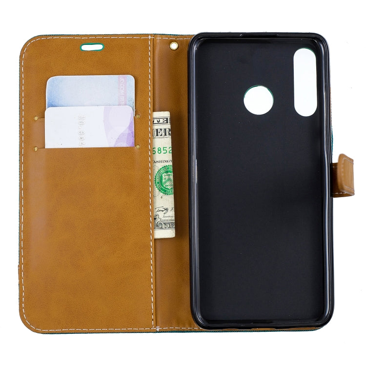 Color Matching Denim Texture Leather Case for Huawei P30 Lite, with Holder & Card Slots & Wallet & Lanyard