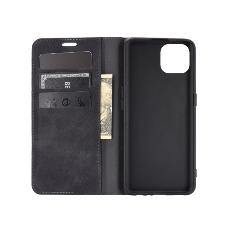 For OPPO Reno4 SE Retro-skin Business Magnetic Suction Leather Case with Holder & Card Slots & Wallet