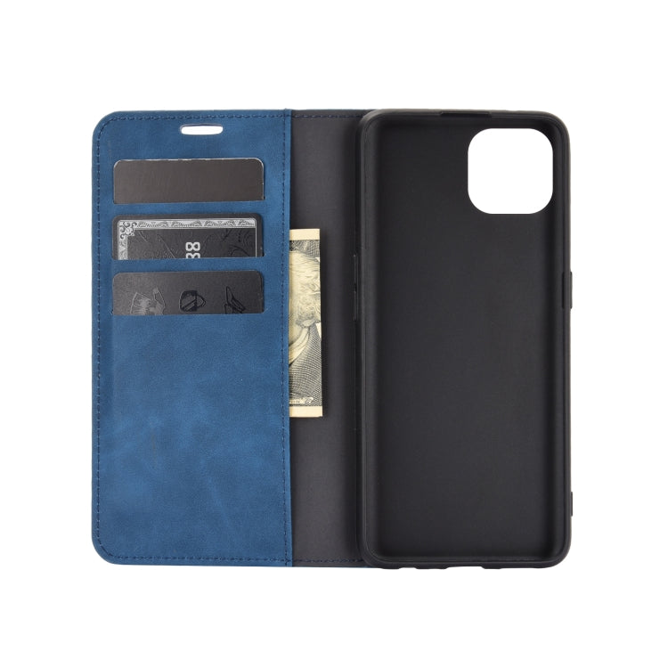 For OPPO Reno4 SE Retro-skin Business Magnetic Suction Leather Case with Holder & Card Slots & Wallet