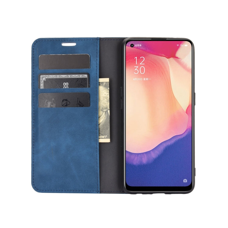 For OPPO Reno4 SE Retro-skin Business Magnetic Suction Leather Case with Holder & Card Slots & Wallet