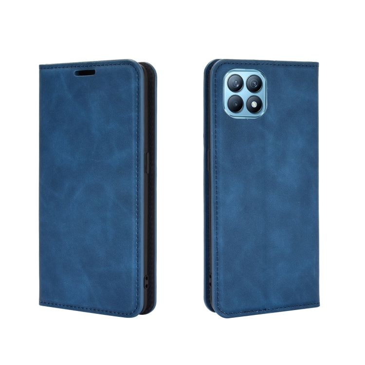 For OPPO Reno4 SE Retro-skin Business Magnetic Suction Leather Case with Holder & Card Slots & Wallet