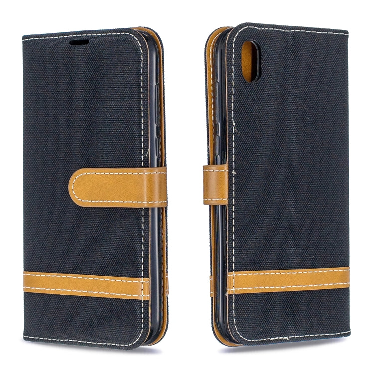 Color Matching Denim Texture Leather Case for Huawei Y5 (2019), with Holder & Card Slots & Wallet & Lanyard
