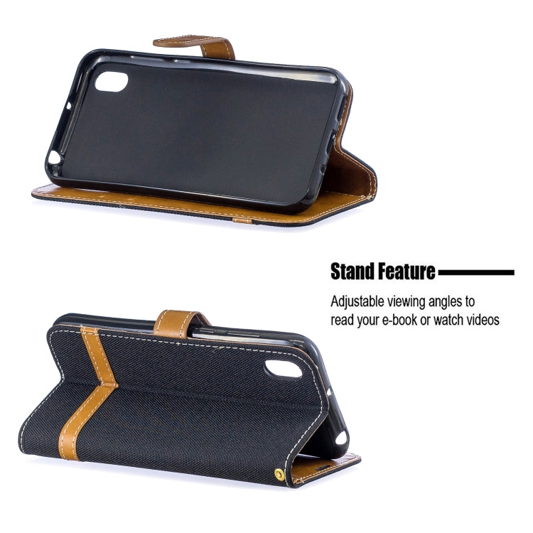 Color Matching Denim Texture Leather Case for Huawei Y5 (2019), with Holder & Card Slots & Wallet & Lanyard