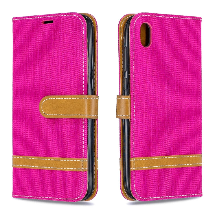 Color Matching Denim Texture Leather Case for Huawei Y5 (2019), with Holder & Card Slots & Wallet & Lanyard
