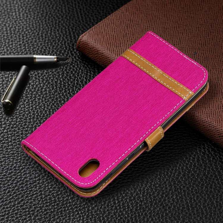 Color Matching Denim Texture Leather Case for Huawei Y5 (2019), with Holder & Card Slots & Wallet & Lanyard