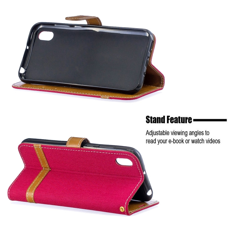 Color Matching Denim Texture Leather Case for Huawei Y5 (2019), with Holder & Card Slots & Wallet & Lanyard