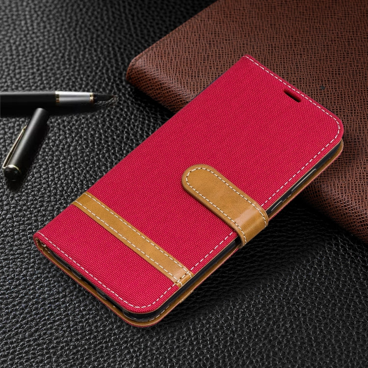 Color Matching Denim Texture Leather Case for Huawei Y5 (2019), with Holder & Card Slots & Wallet & Lanyard