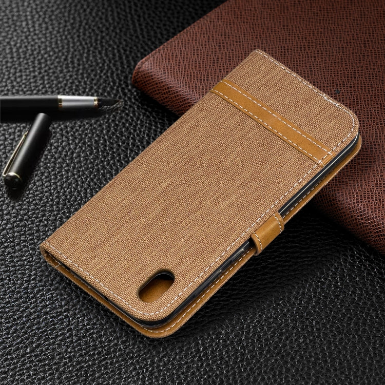 Color Matching Denim Texture Leather Case for Huawei Y5 (2019), with Holder & Card Slots & Wallet & Lanyard