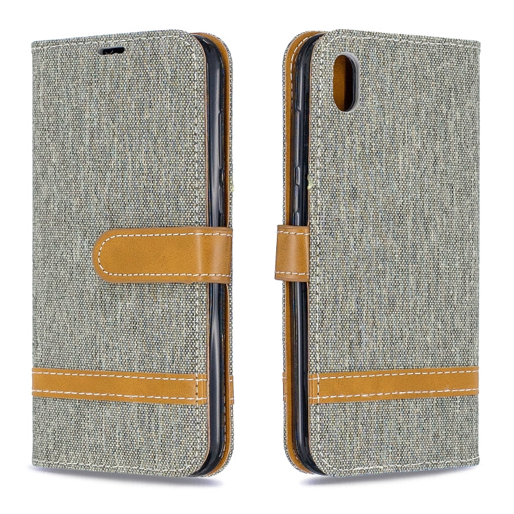Color Matching Denim Texture Leather Case for Huawei Y5 (2019), with Holder & Card Slots & Wallet & Lanyard