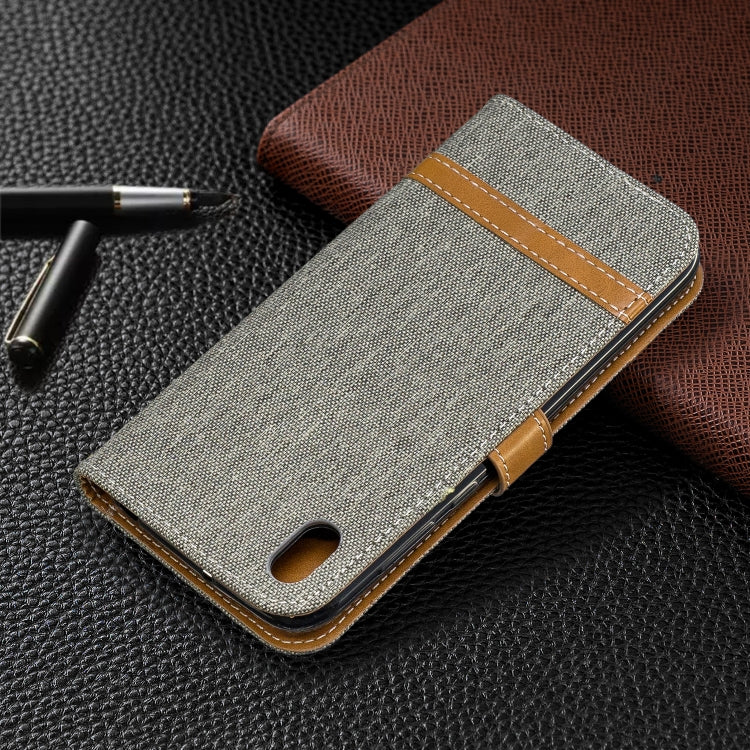 Color Matching Denim Texture Leather Case for Huawei Y5 (2019), with Holder & Card Slots & Wallet & Lanyard
