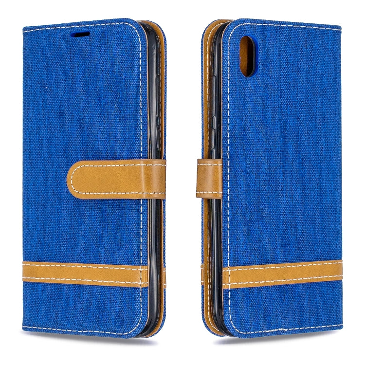 Color Matching Denim Texture Leather Case for Huawei Y5 (2019), with Holder & Card Slots & Wallet & Lanyard
