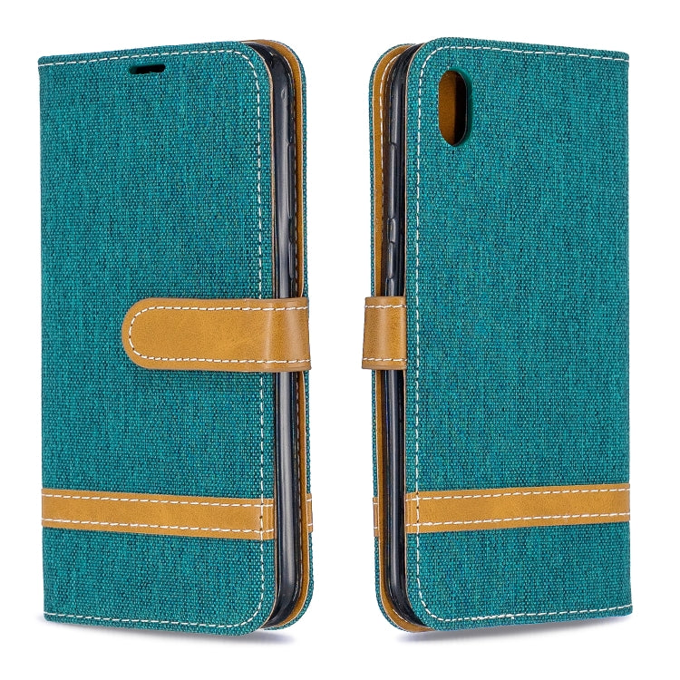 Color Matching Denim Texture Leather Case for Huawei Y5 (2019), with Holder & Card Slots & Wallet & Lanyard