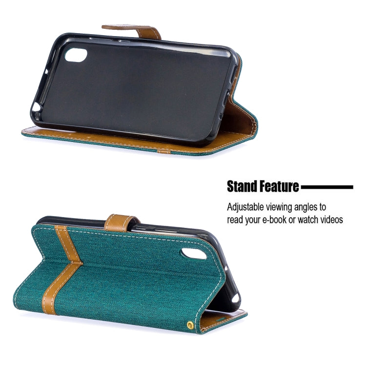Color Matching Denim Texture Leather Case for Huawei Y5 (2019), with Holder & Card Slots & Wallet & Lanyard