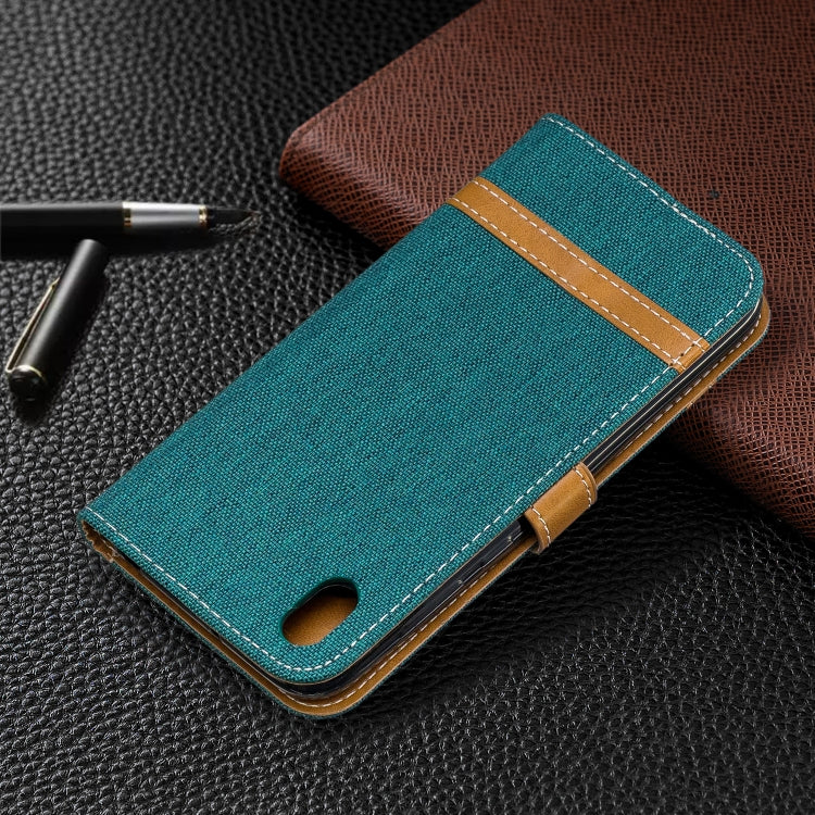 Color Matching Denim Texture Leather Case for Huawei Y5 (2019), with Holder & Card Slots & Wallet & Lanyard
